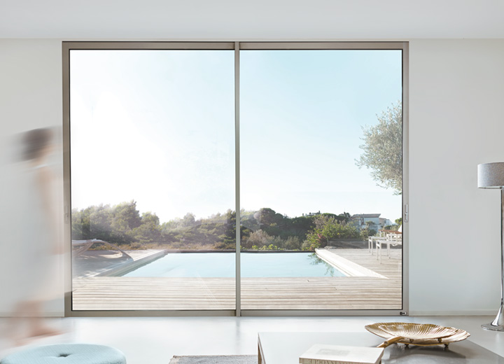 Embedded frame sliding glass doors